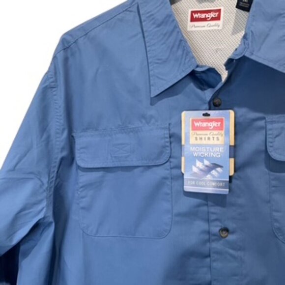 NEW Wrangler Work Shirt Blue Long Sleeve Quick Dry Mens Size 3XL - Picture 3 of 12